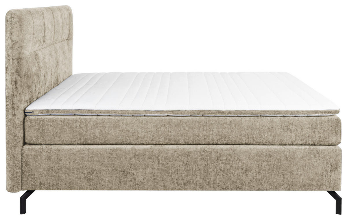 BOXSPRINGBETT 180/200 cm  in Hellbraun  - Hellbraun/Schwarz, Design, Textil/Metall (180/200cm) - Esposa