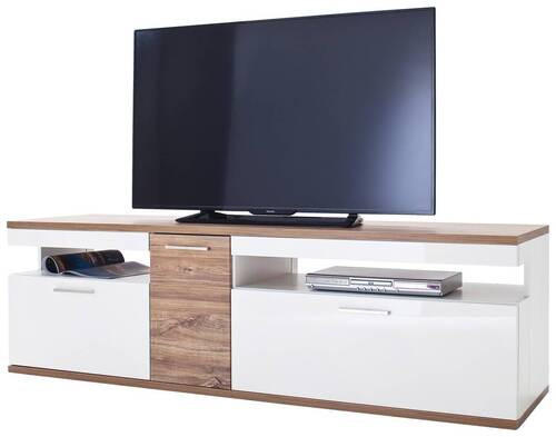 MEDIABÄNK i vit, ekfärgad  - vit/nickelfärgad, Design, metall/trämaterial (180/55/50cm) - Livetastic