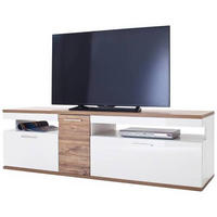 MEDIABÄNK i vit, ekfärgad  - vit/nickelfärgad, Design, metall/trämaterial (180/55/50cm) - Livetastic