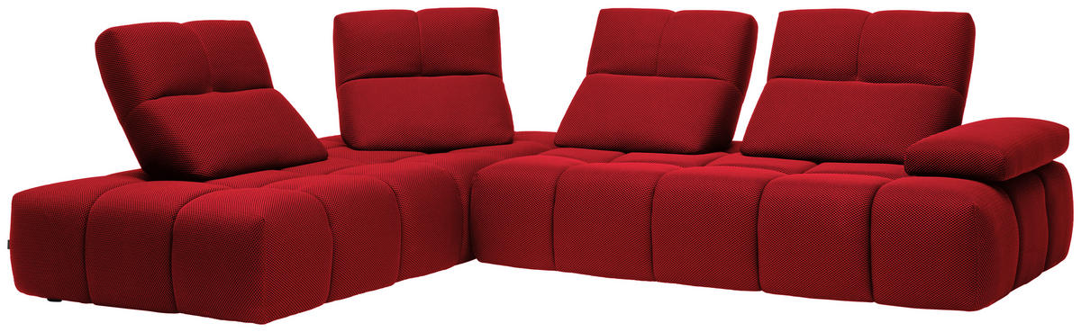 ECKSOFA in Struktur Rot  233/313 cm  - Rot/Schwarz, Design, Kunststoff/Textil (233/313cm) - Belluti