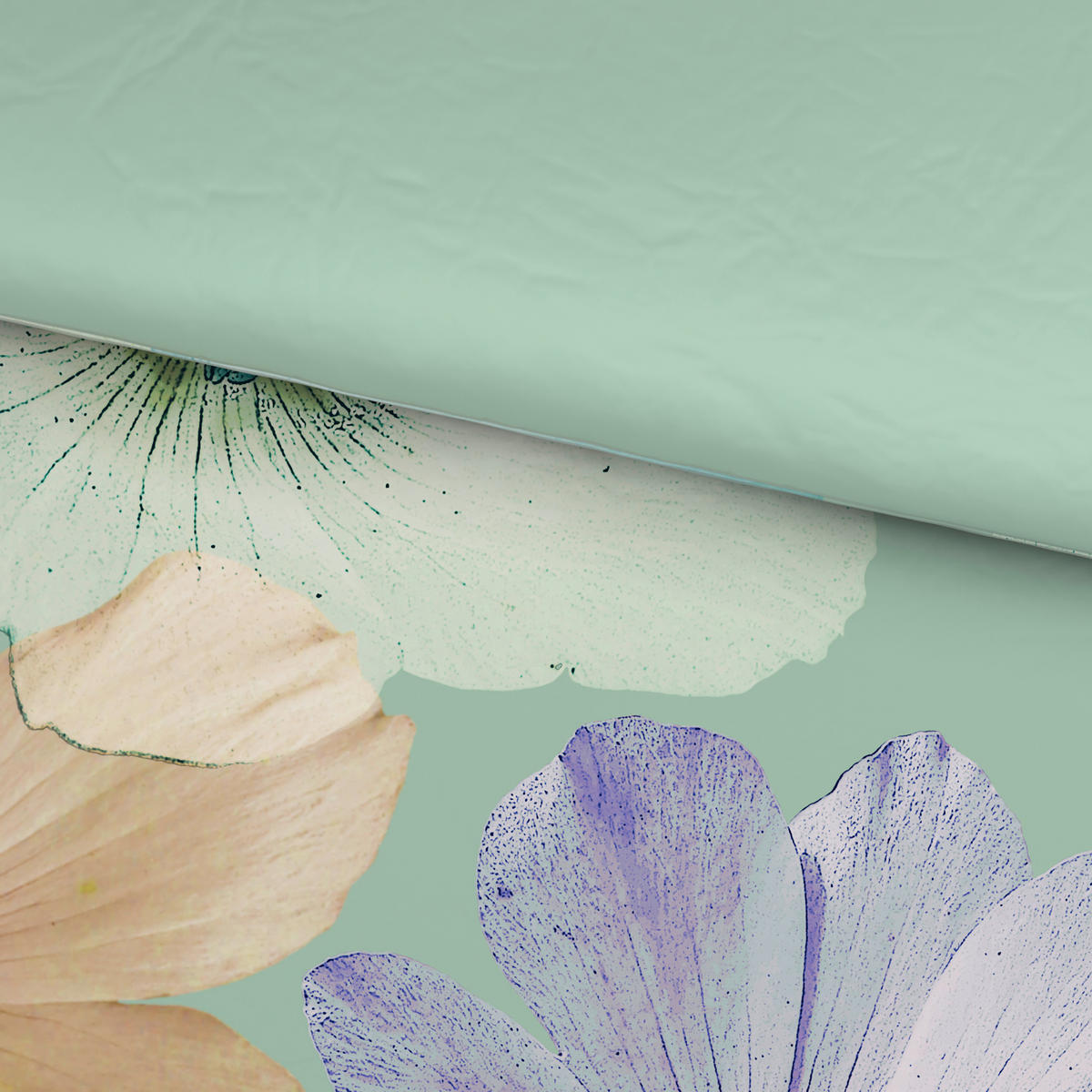 WENDEBETTWÄSCHE Satin 140/200 cm  - Grün, Textil (140/200cm) - Bio:Vio