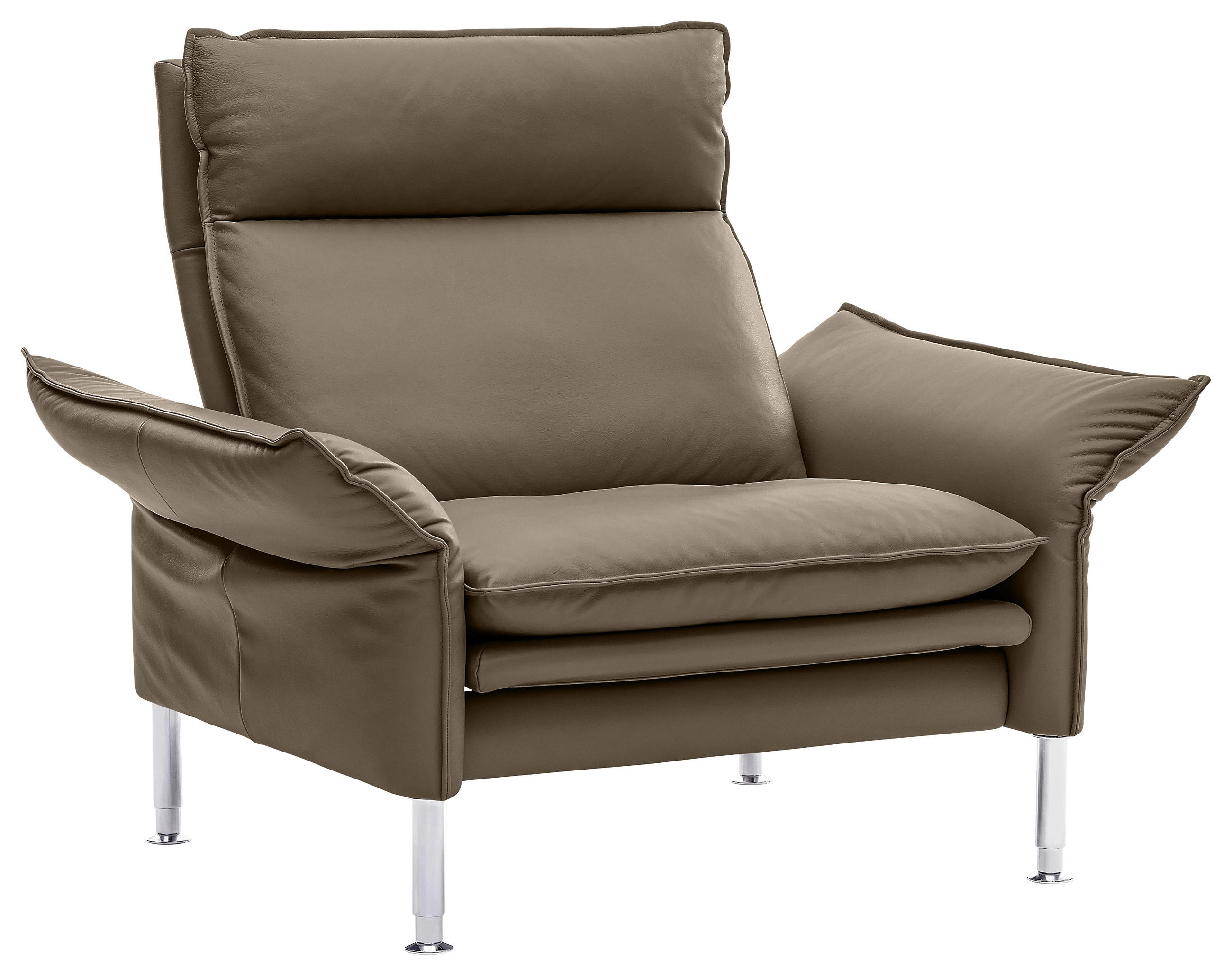 SESSEL Echtleder Grau    - Chromfarben/Grau, KONVENTIONELL, Leder (88/93/88cm) - Erpo