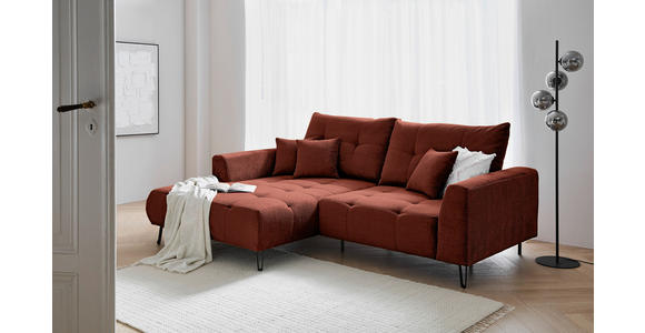 ECKSOFA in Cord Kupferfarben  - Schwarz/Kupferfarben, KONVENTIONELL, Textil/Metall (185/250cm) - Carryhome