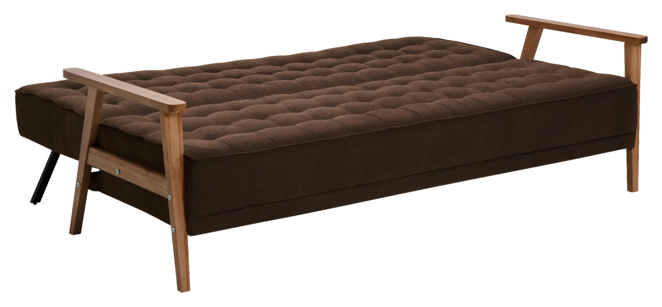 CANAPEA EXTENSIBILĂ textil maro  - culoare lemn frasin/maro, Design, lemn/textil (202/95/95cm) - P & B
