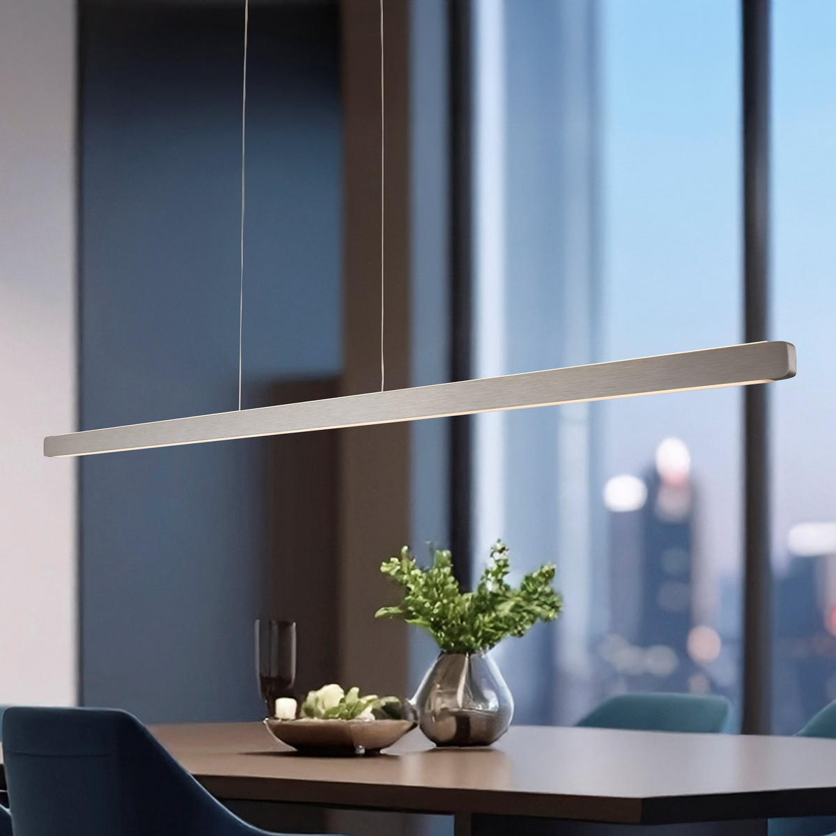 LED-HÄNGELEUCHTE 650 145/1,5/3,5 cm   - Nickelfarben, Design, Metall (145/1,5/3,5cm) - Ambiente