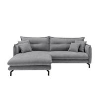 ECKSOFA in Velours Grau  - Schwarz/Grau, Design, Textil/Metall (180/255cm) - Livetastic