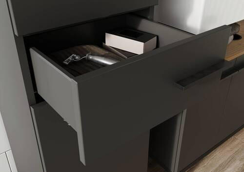 UNTERSCHRANK 34/123/34 cm - Eichefarben/Schwarz, MODERN, Holzwerkstoff/Metall (34/123/34cm) - Xora