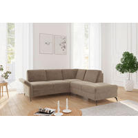 ECKSOFA ROCHELLE E Hellbraun Flachgewebe  - Hellbraun/Schwarz, KONVENTIONELL, Textil/Metall (240/216cm) - Sit & More