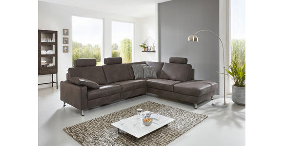 ECKSOFA in Mikrofaser Anthrazit  - Anthrazit/Alufarben, Design, Textil/Metall (242/275cm) - Dieter Knoll