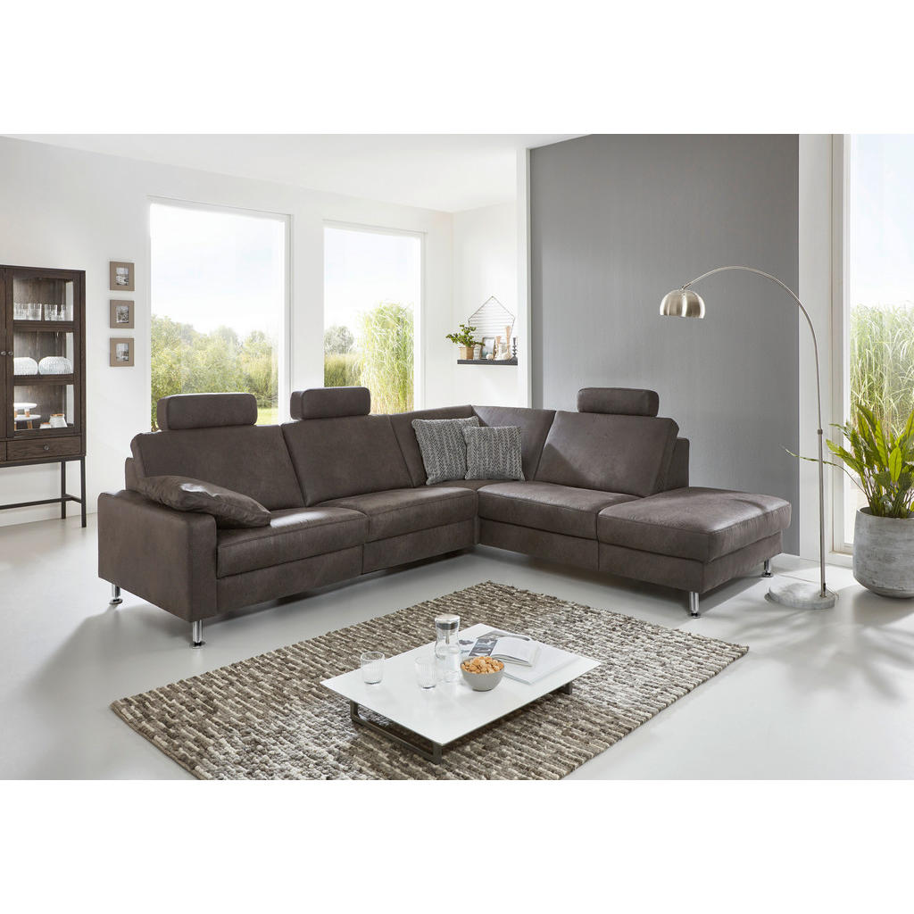 Thumbnail - Dieter Knoll Ecksofa Latina, Anthrazit, Textil, Uni, 5-Sitzer, Ottomane rechts, L-Form, 275x242 cm, Goldenes M, Typenaus...