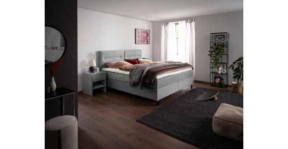 BOXSPRINGBETT 200/220 cm  in Grau  - Schwarz/Grau, KONVENTIONELL, Textil/Metall (200/220cm) - Esposa