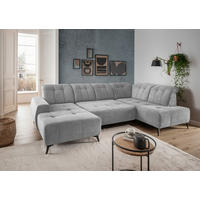 WOHNLANDSCHAFT SANO Silberfarben Chenille  - Silberfarben/Schwarz, MODERN, Textil/Metall (200/337/180cm) - Livetastic