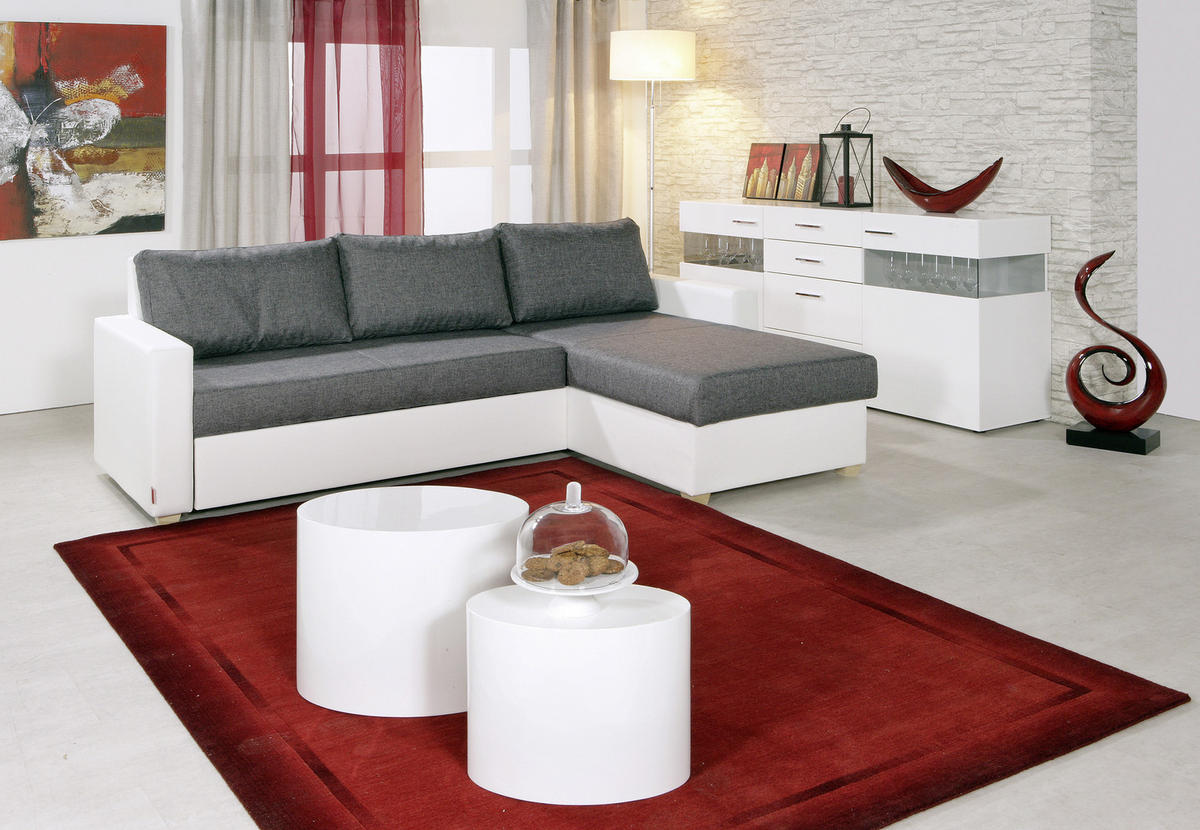 SJEDEĆA GARNITURA drvo, tekstil, drvni materijal  siva, bijela   - bijela/siva, Design, drvni materijal/drvo (230/155cm) - Xora