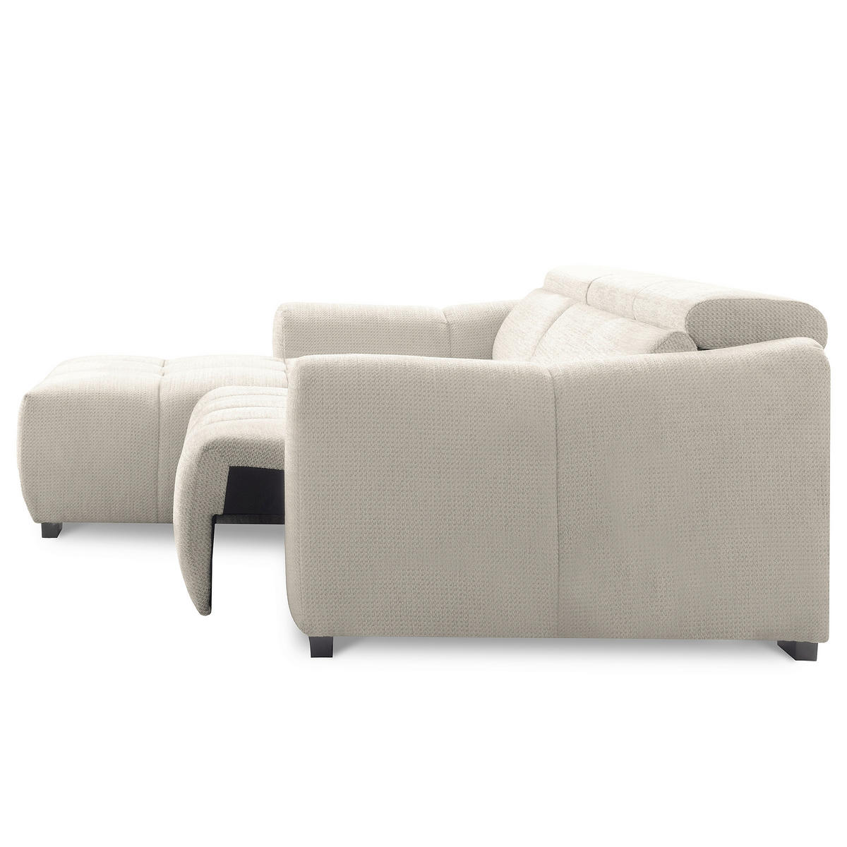 ECKSOFA  Webstoff Weiss  - Weiss/Schwarz, Design, Kunststoff/Textil (177/274cm) - Livetastic