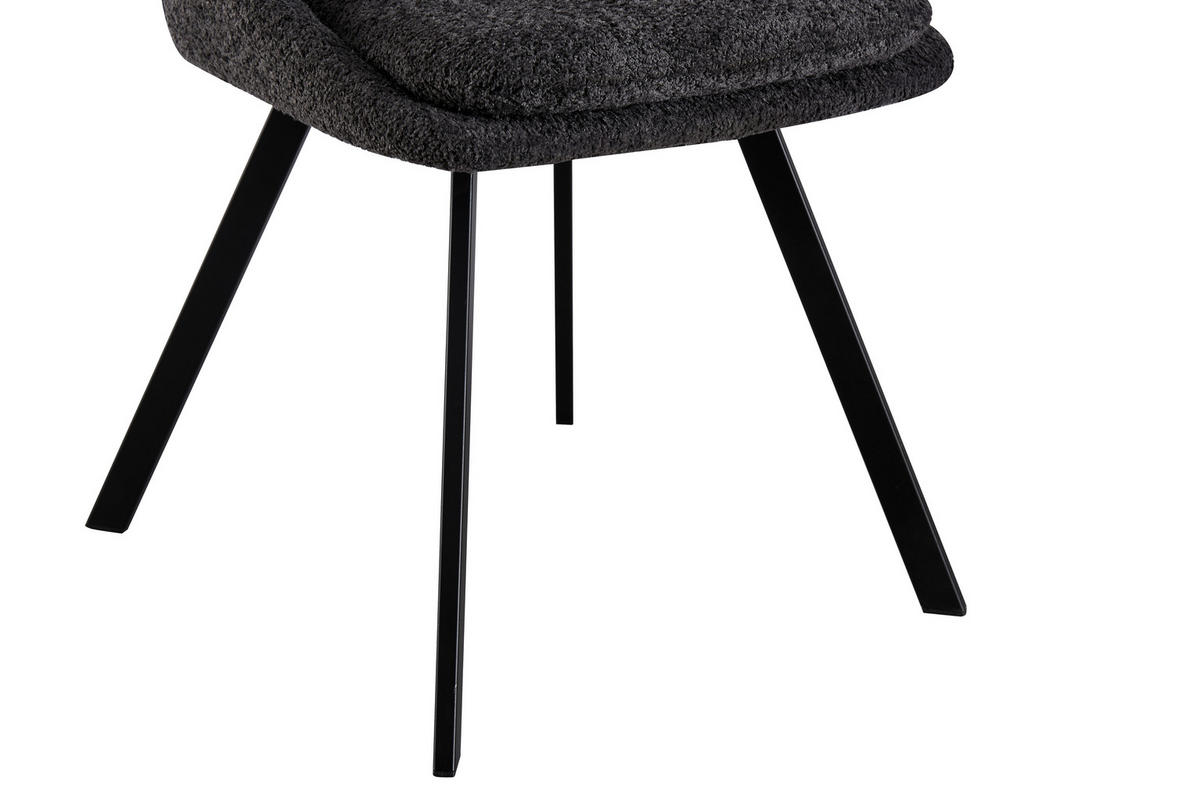 STUHL Teddystoff Dunkelgrau Pappel Sperrholz  - Dunkelgrau/Schwarz, MODERN, Holz/Textil (46/85,5/58cm) - MID.YOU