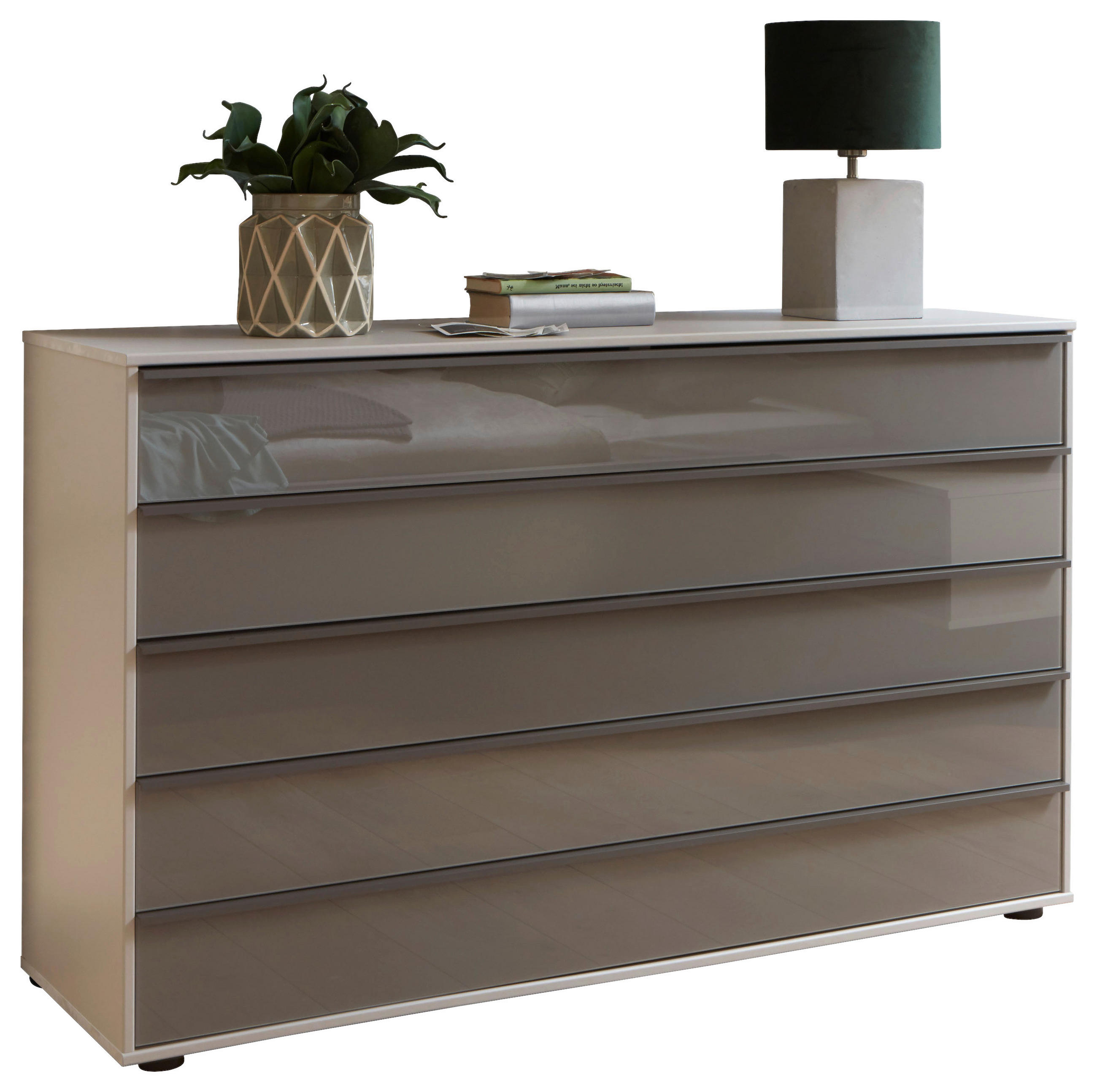 KOMÓD 141/86/43 cm  - barna/fekete, Design, faalapú anyag/Üveg (141/86/43cm) - Dieter Knoll