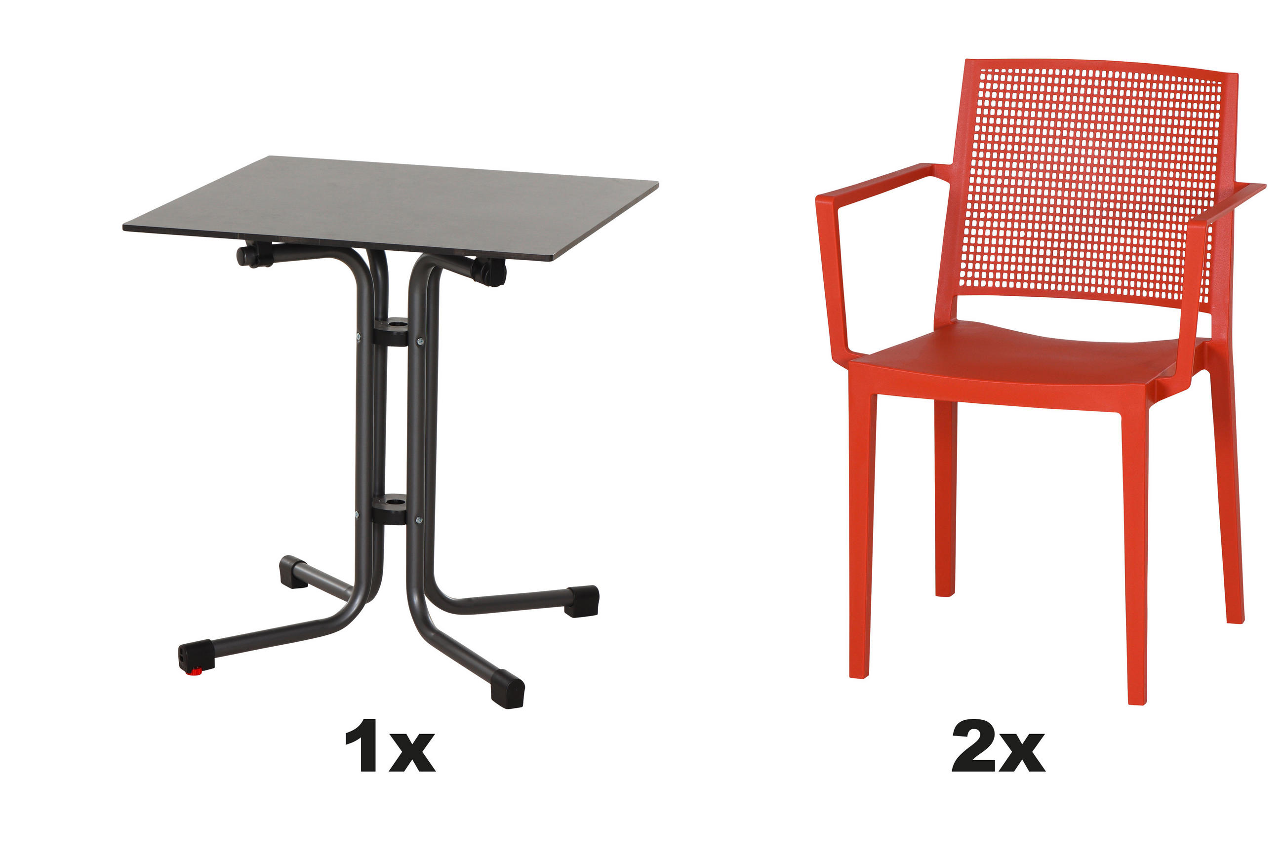 GARTENGARNITUR 3-teilig  - Anthrazit/Rot, Basics, Holzwerkstoff/Kunststoff (65/80/65cm) - Siena Garden