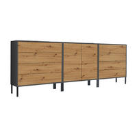 SIDEBOARD Mailand Set 4 + MF  in 237/86/33 cm  - Anthrazit/Eiche Artisan, MODERN, Holzwerkstoff/Metall (237/86/33cm) - MID.YOU