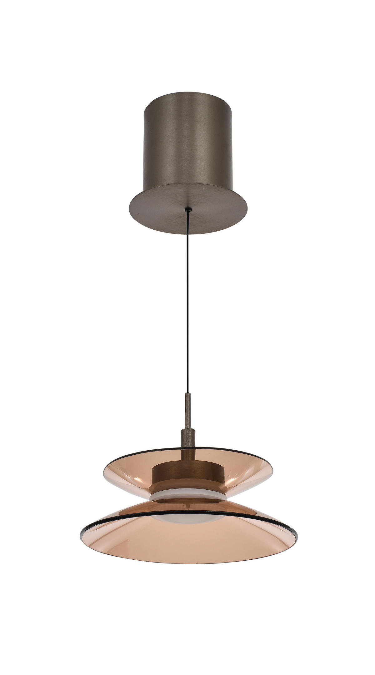 LED-HÄNGELEUCHTE Crema 22/150/22 cm  - Bronzefarben, Design, Glas/Metall (22/150/22cm)
