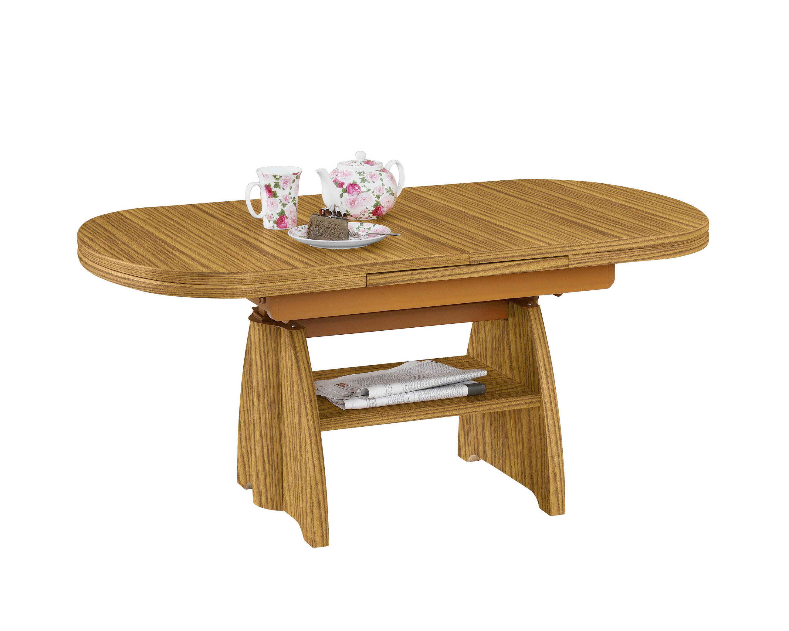 Couchtisch in Metall, Holzwerkstoff 125(165,5/71/56-75 cm