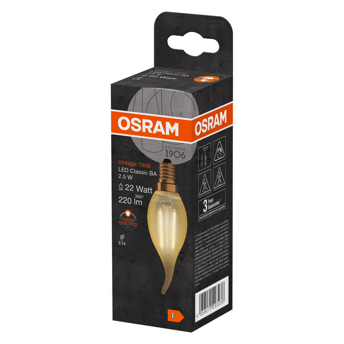 LED-LEUCHTMITTEL   E14 2,5 W 220 lm 2 Stück  - Goldfarben, Basics, Glas (3,5/12,1cm) - Osram