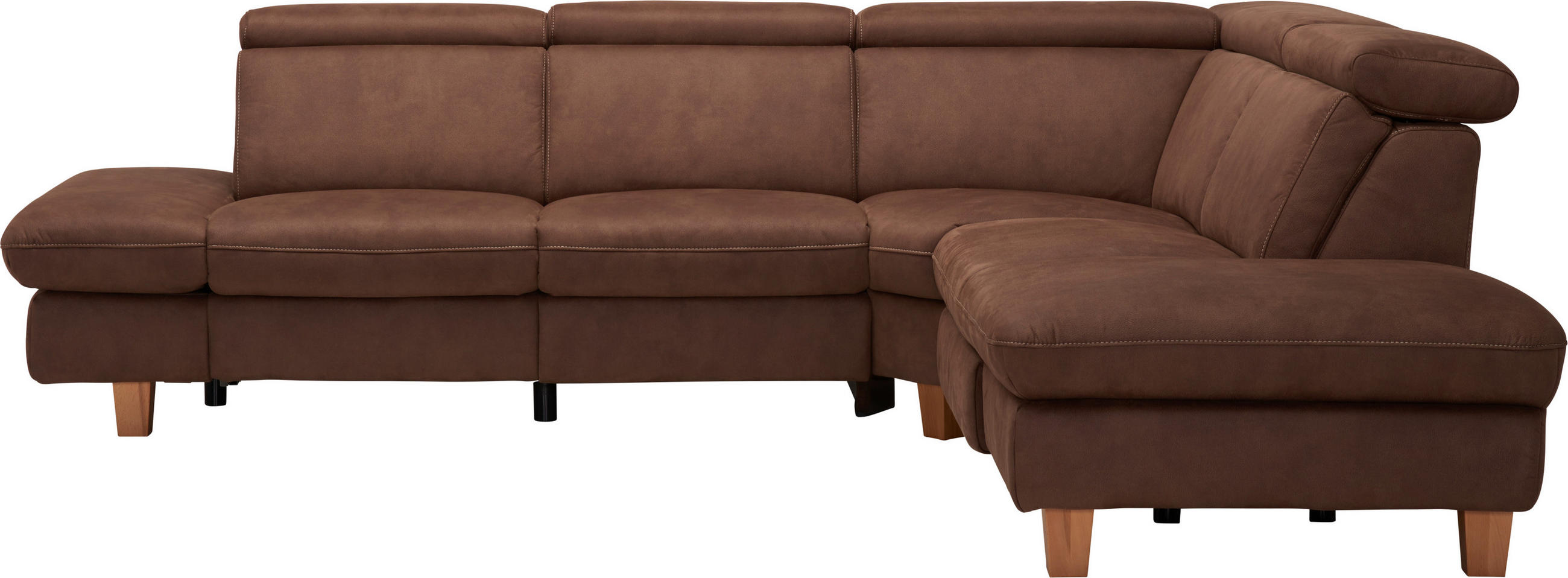 ECKSOFA in Mikrofaser Braun  239/271 cm  - Beige/Buchefarben, LIFESTYLE, Holz/Textil (239/271cm) - Cantus