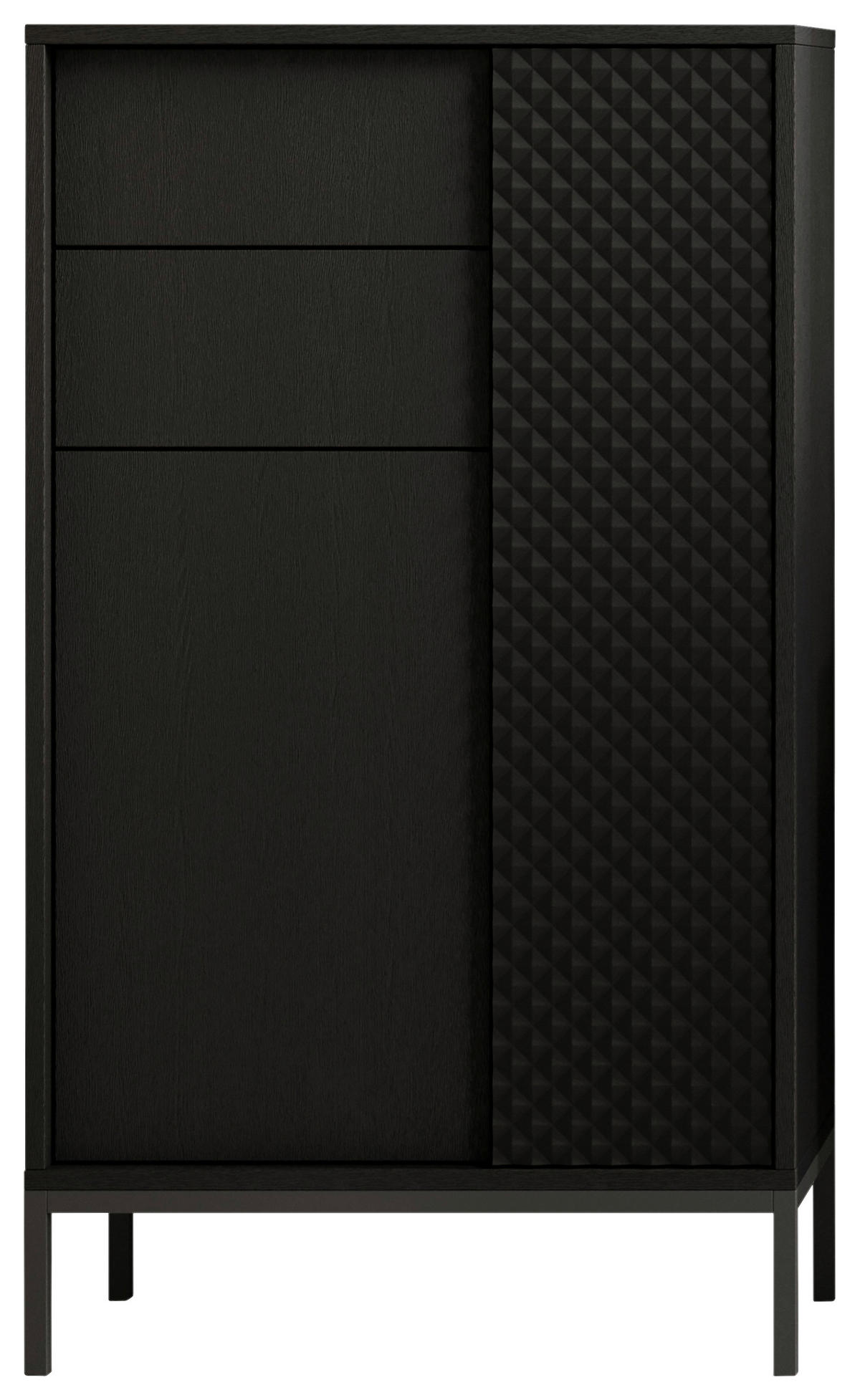 MIDISCHRANK 60/106/32 cm  - Schwarz, MODERN, Holzwerkstoff/Metall (60/106/32cm) - MID.YOU