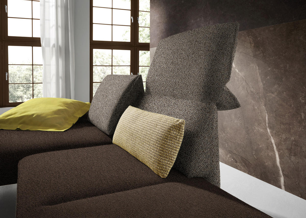 ECKSOFA in Flachgewebe Braun  132/240 cm  - Chromfarben/Braun, Design, Holz/Textil (132/240cm) - Koinor