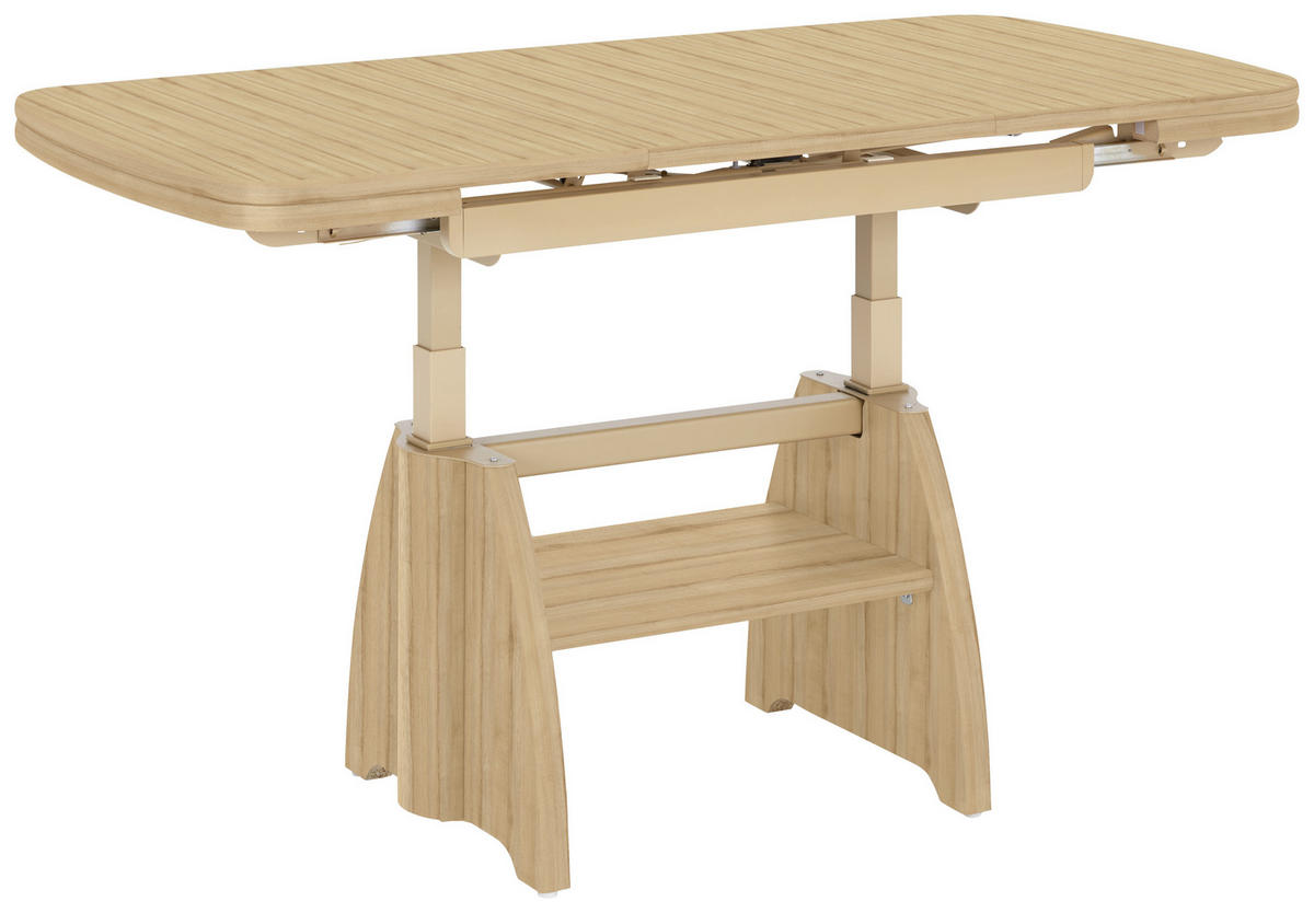 COUCHTISCH in Metall, Holzwerkstoff 125-165,5/71/56-75 cm  - Eichefarben, Konventionell, Holzwerkstoff/Metall (125-165,5/71/56-75cm) - Venda