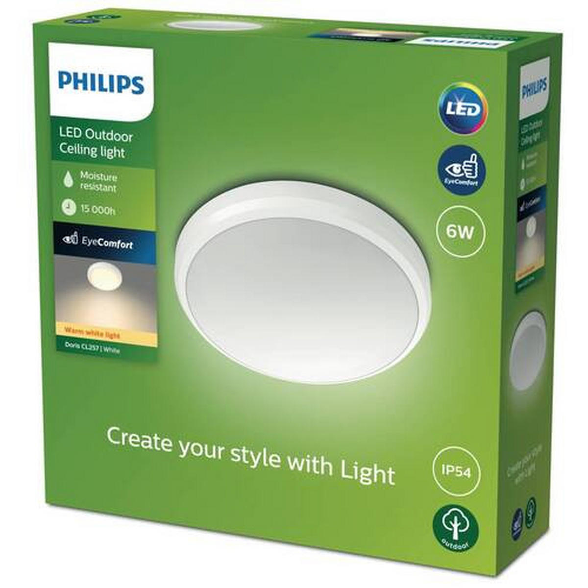 LED-DECKENLEUCHTE Doris 22/7 cm   - Weiß, Basics, Metall (22/7cm) - Philips