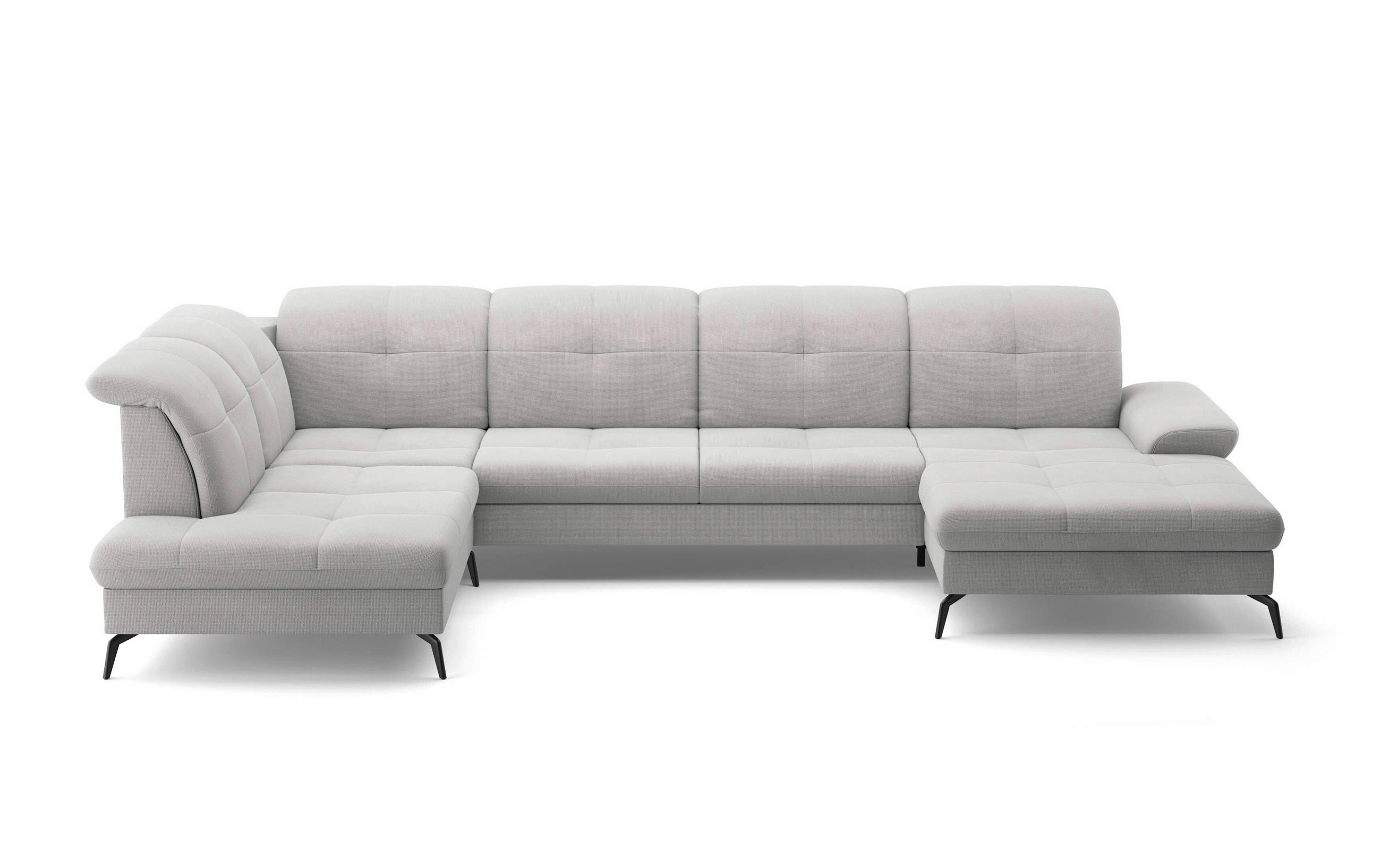 WOHNLANDSCHAFT in Flachgewebe Silberfarben  - Silberfarben/Schwarz, Konventionell, Textil/Metall (231/357/185cm) - Sit & More