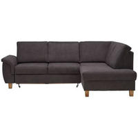ECKSOFA inkl.Funktionen Graubraun Flachgewebe  - Eichefarben/Graubraun, Design, Holz/Textil (253/185cm) - Cantus