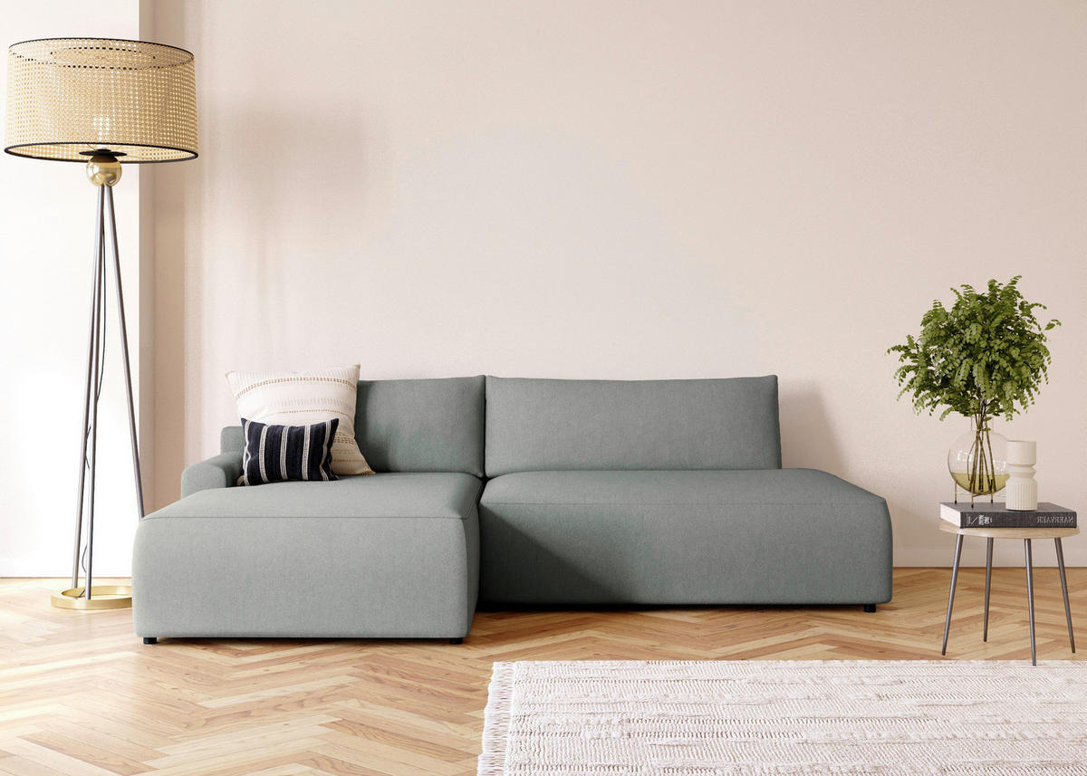 ECKSCHLAFSOFA in Struktur Grau  - Schwarz/Grau, Modern, Kunststoff/Textil (167/253cm) - Trendmanufaktur