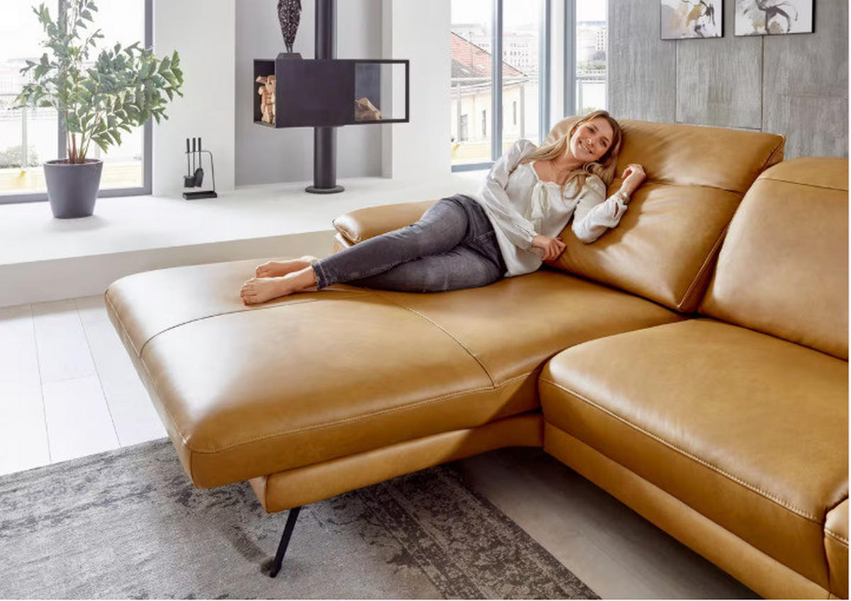 UGAONA GARNITURA  - crna, Dizajnerski, koža/metal (229/332cm) - Beldomo Style