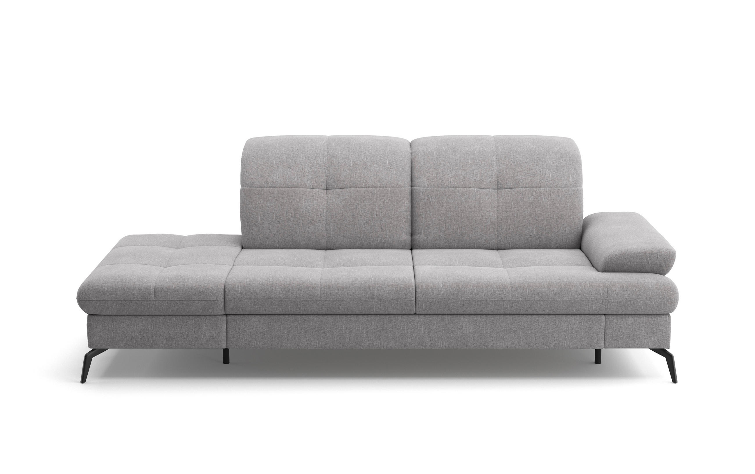 RÉCAMIERE in Flachgewebe Hellgrau  - Hellgrau/Schwarz, Konventionell, Textil/Metall (231/90/122cm) - Sit & More