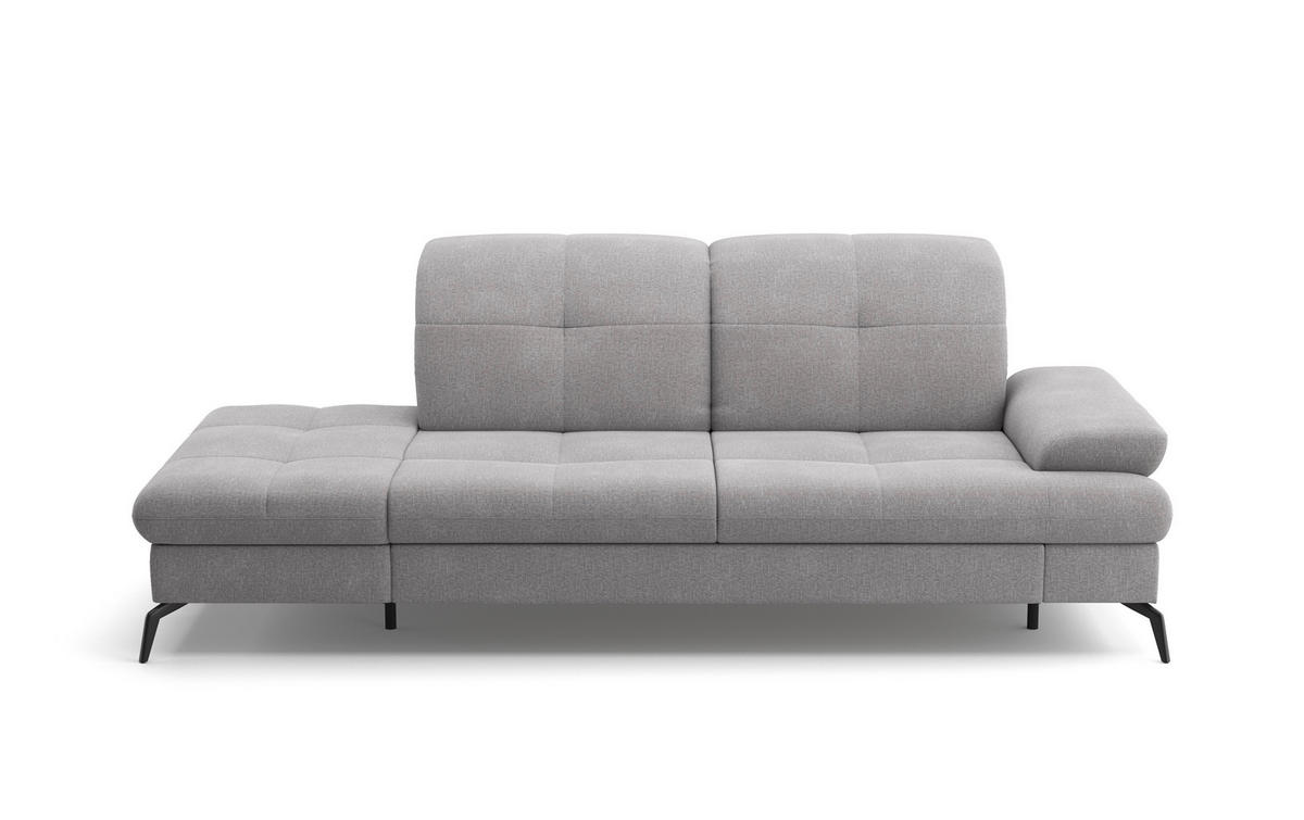 RÉCAMIERE in Flachgewebe Hellgrau  - Hellgrau/Schwarz, KONVENTIONELL, Textil/Metall (231/90/122cm) - Sit & More