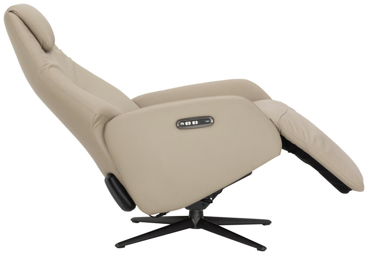 RELAXSESSEL Lederlook Echtleder    - Beige/Schwarz, KONVENTIONELL, Leder/Textil (73/112/86cm) - Livetastic