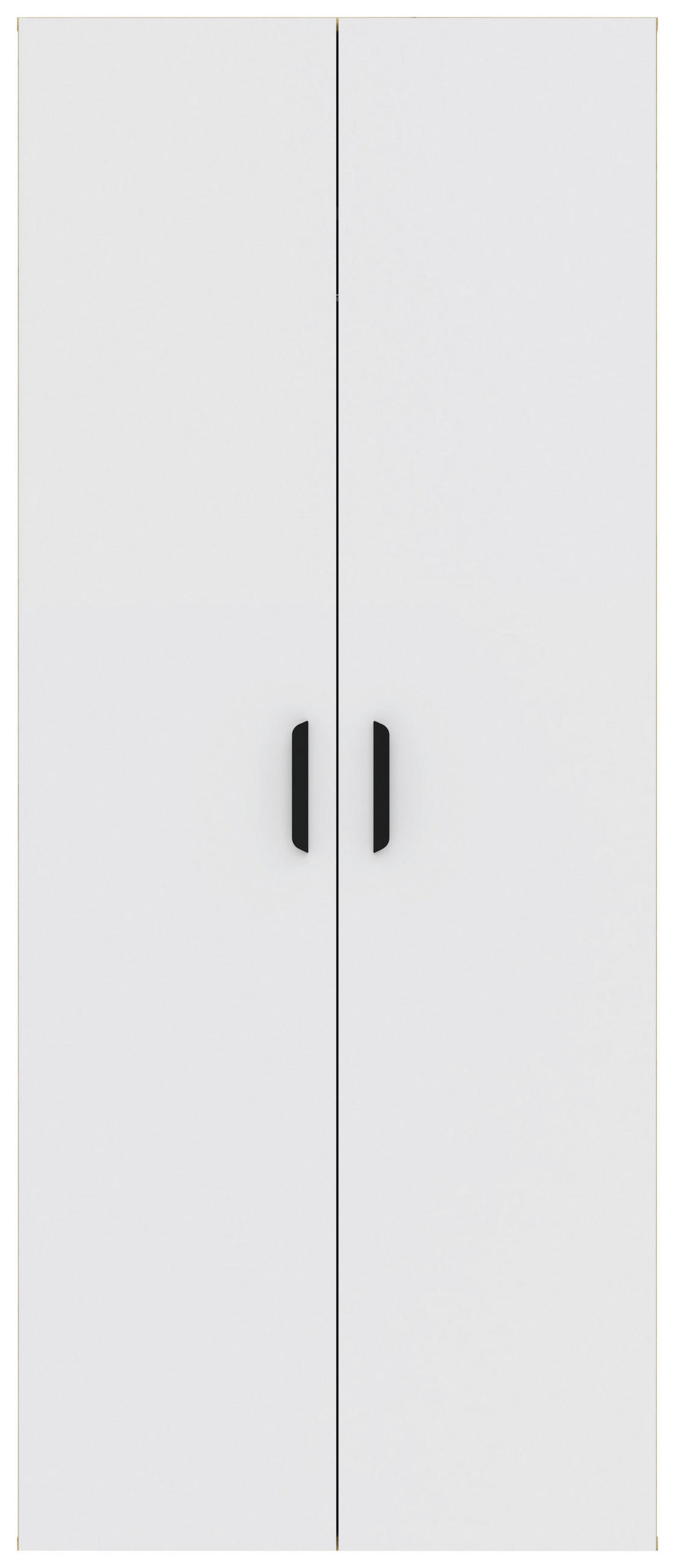 GARDEROB MED GÅNGJÄRNSDÖRRAR 74/179/52 cm 2 dörrar-dörrar - vit/svart, Modern, trämaterial/plast (74/179/52cm) - Best Price