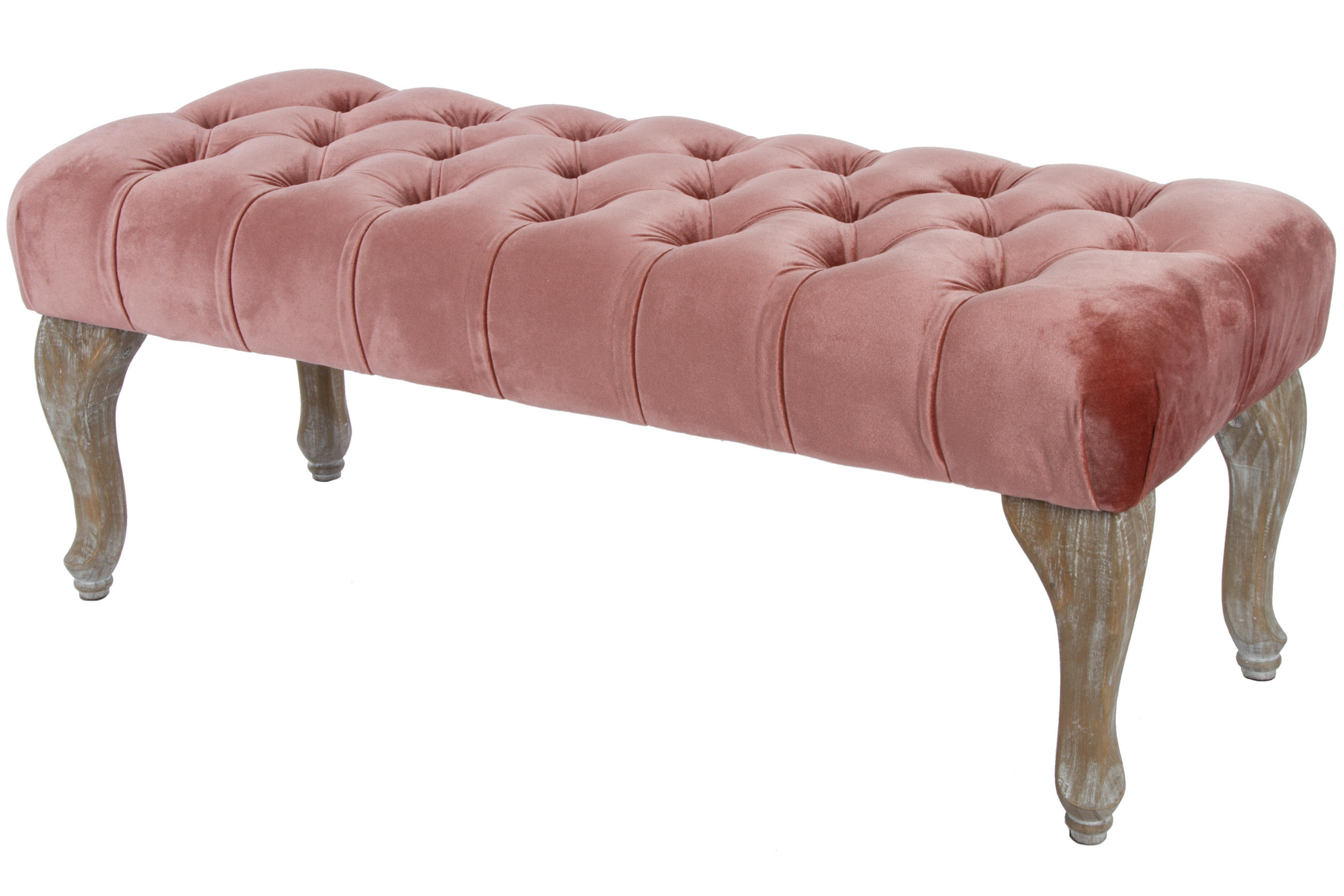 HOCKERBANK 100/40/42 cm Textilgeflecht Altrosa Holz  - Altrosa, Trend, Holz/Textil (100/40/42cm)