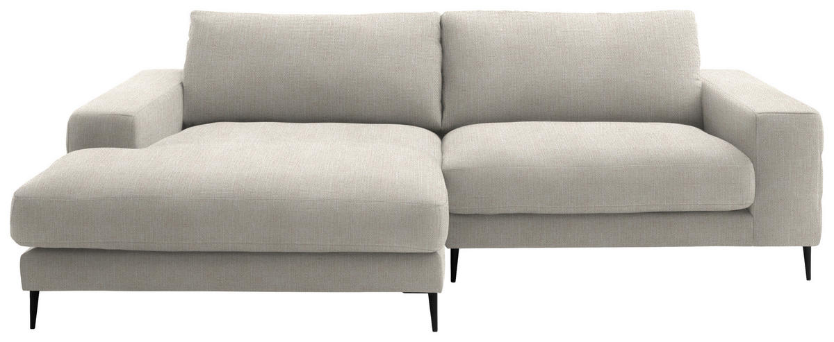 ECKSOFA in Flachgewebe Naturfarben  177/253 cm  - Schwarz/Naturfarben, Design, Textil/Metall (177/253cm) - Dieter Knoll