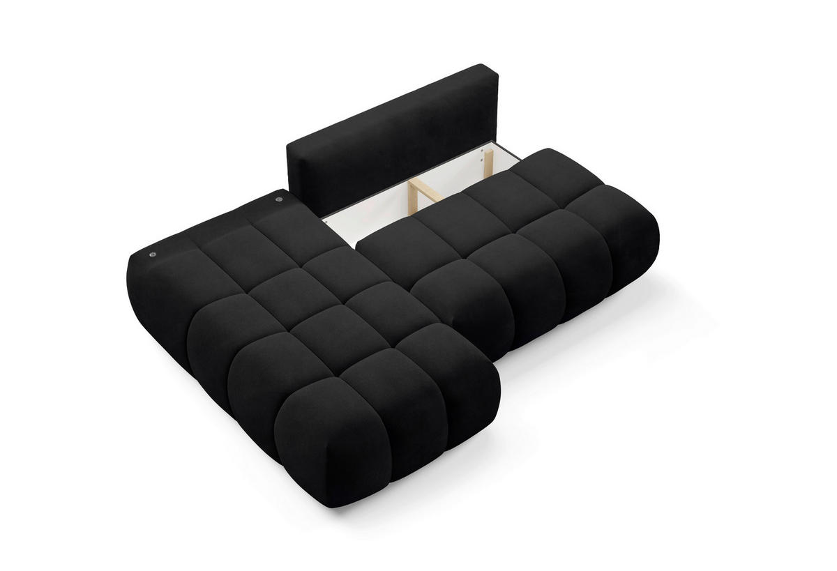 ECKSOFA TARANTO Schwarz Webstoff  - Schwarz, Design, Kunststoff/Textil (172/225cm) - Livetastic