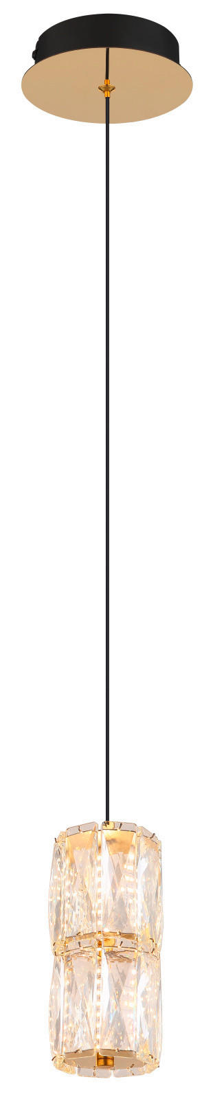 LED-HÄNGELEUCHTE STEFANIE 14/150 cm   - Goldfarben/Schwarz, KONVENTIONELL, Glas/Kunststoff (14/150cm) - Globo