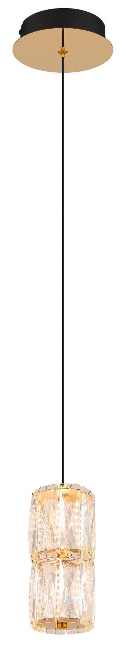 LED-HÄNGELEUCHTE STEFANIE 14/150 cm   - Goldfarben/Schwarz, KONVENTIONELL, Glas/Kunststoff (14/150cm) - Globo