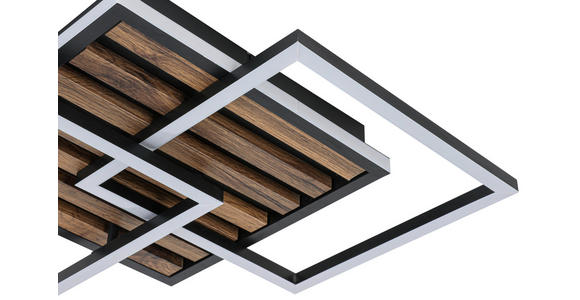 LED-DECKENLEUCHTE 45/45/9,5 cm  - Eichefarben/Schwarz, Trend, Holzwerkstoff/Kunststoff (45/45/9,5cm) - Novel