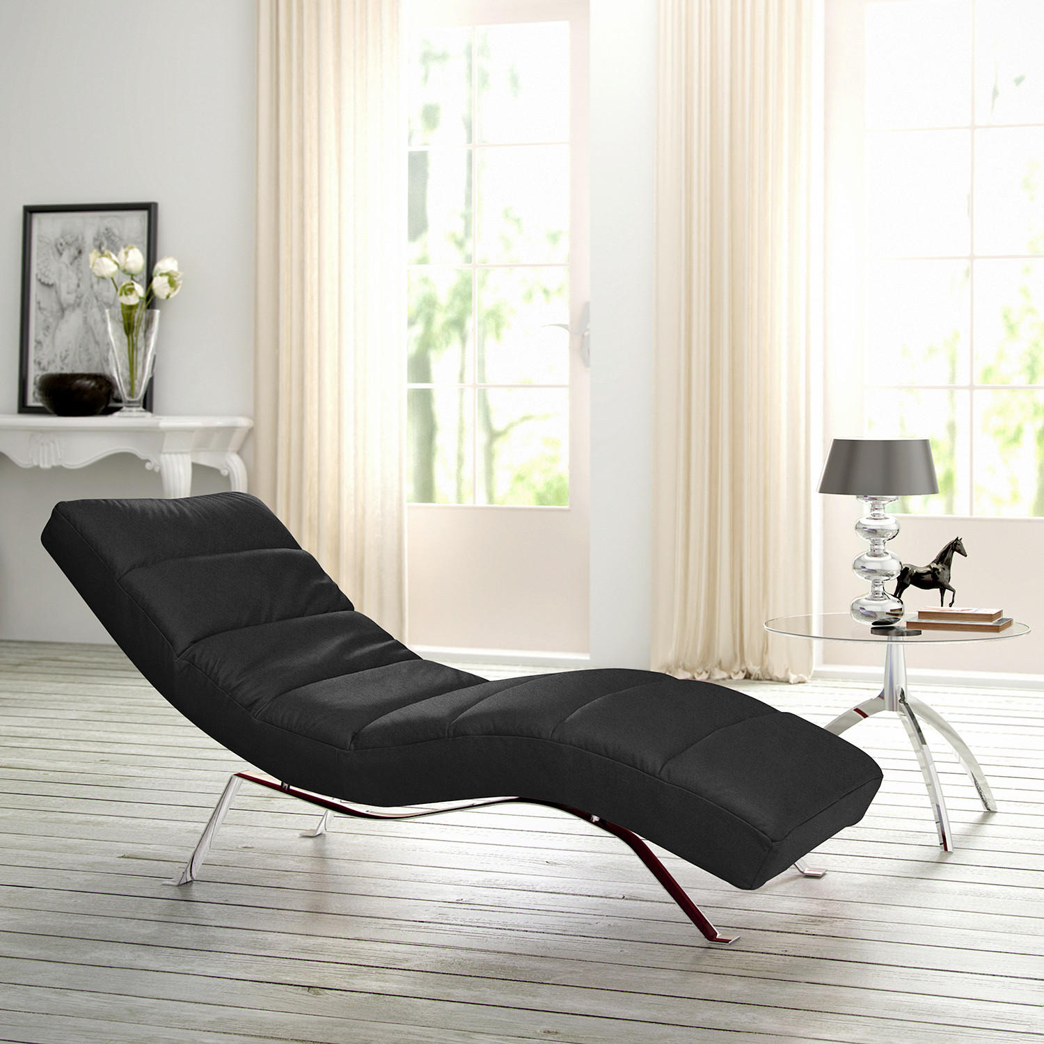 Livetastic Relaxliege Swing Schwarz 65x65-95x171 cm