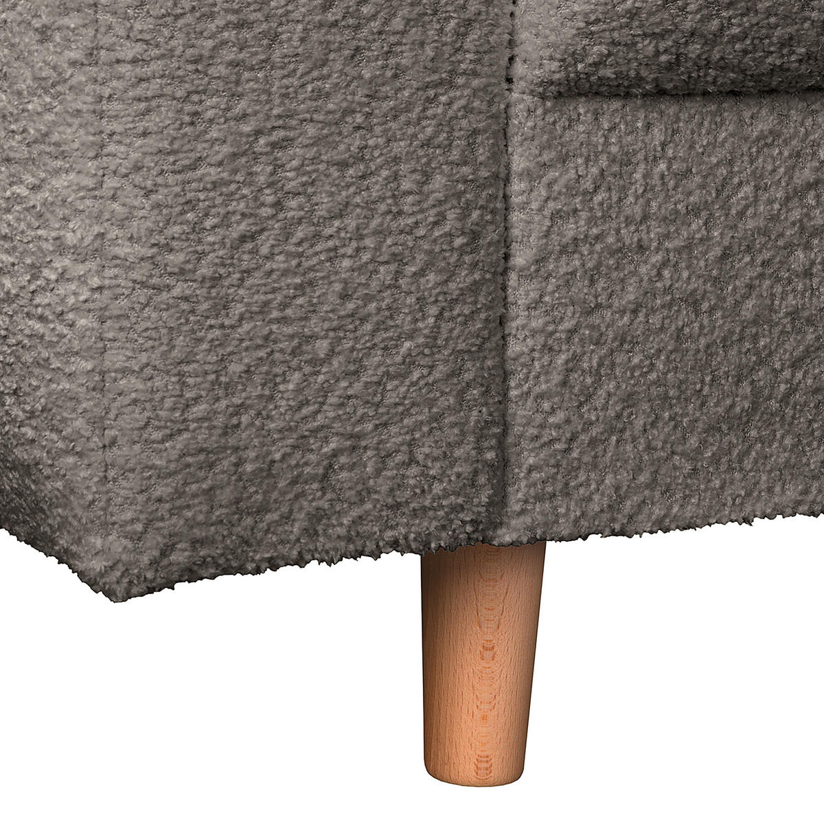 ECKSOFA Ariella in Bouclé Dunkelgrau  231/161 cm  - Dunkelgrau/Naturfarben, Design, Holz/Textil (231/161cm) - Livetastic