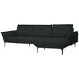 ECKSOFA Florenz in Echtleder Schwarz  - Schwarz, Design, Leder/Metall (319/182cm) - Valnatura