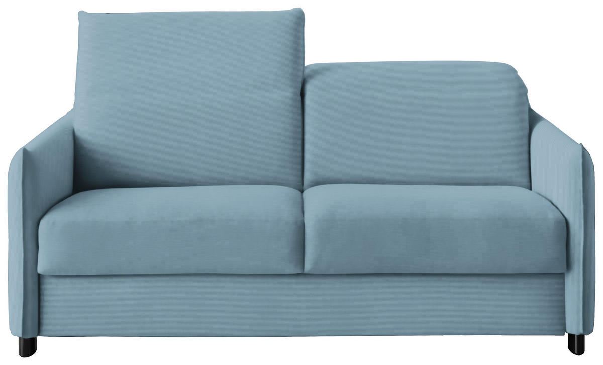 SCHLAFSOFA in Textil Hellblau  - Schwarz/Hellblau, Konventionell, Textil/Metall (188/84-105/100cm) - Bali