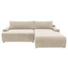 ECKSCHLAFSOFA in Cord Creme  - Creme/Schwarz, Modern, Kunststoff/Textil (253/167cm) - Trendmanufaktur