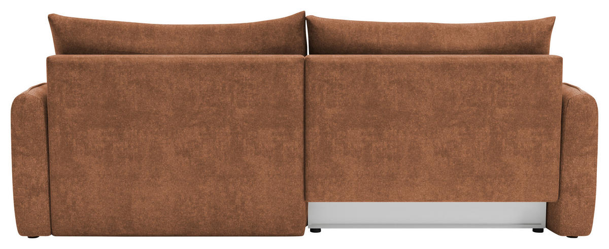 ECKSOFA Terracotta Struktur Rückenkissen, Bettkasten, Schlaffunktion, Rücken echt, Liegefläche im Originalstoff  - Terracotta/Schwarz, KONVENTIONELL, Kunststoff/Textil (266/148cm) - Milino